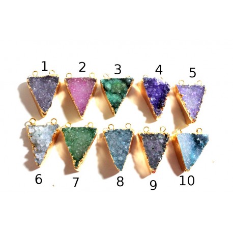 Druzy gold frame pendant TRIANGLE - Style 5