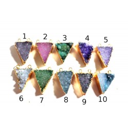 Druzy gold frame pendant TRIANGLE - Style 6