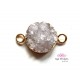 Druzy connector in gold frame - white color