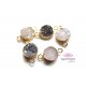 Druzy connector in gold frame - white color