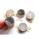 Druzy connector in gold frame - white color