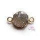 Druzy connector in gold frame - light grey color