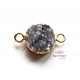 Druzy connector in gold frame - light blue/grey color