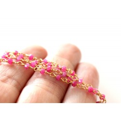 Chain Ruby rondelles stones 3mm, Gold Plated