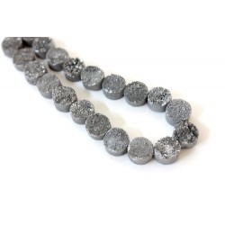 Round Druzy Stones Drilled Silver Color 10mm 