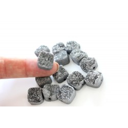 Square Druzy Stones Drilled Silver Color 12mm 