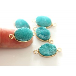 Druzy connector in gold frame - mint 