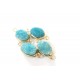 Druzy connector in gold frame - aqua blue 