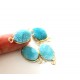 Druzy connector in gold frame - aqua blue 