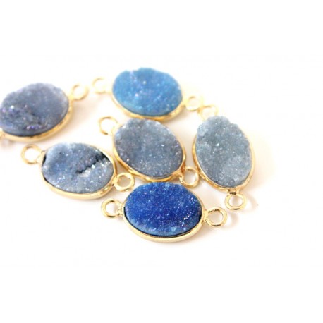 Druzy connector in gold frame - lavender /blue 