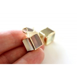 Smoky quartz pendant, cube 12x12mm