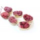 Red Druzy Quartz beads, oval, gold plated