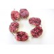 Red Druzy Quartz beads, oval, gold plated