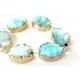 Blue Druzy Quartz beads, oval, gold plated