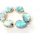 Blue Druzy Quartz beads, oval, gold plated