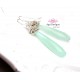 Mint Chalcedony and Coiled Silver Wire Earrings