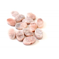 Oval Druzy Stones Drilled Natural Pink Color 10x15mm 