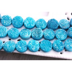 Round Druzy Stones Drilled Natural Blue Color 10mm 