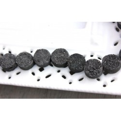 Round Druzy Stones Drilled Natural Black Color 10mm 