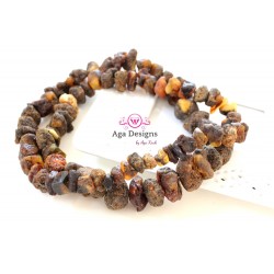 Amber beads - brown/gold chunks 