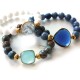 Blue Quartz and Faceted Agate Bracelet