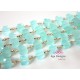 Chain Mint Chalcedony stone cubes stones 6mm, Gold Filled Wire