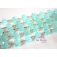 Chain Mint Chalcedony stone cubes stones 6mm, Gold Filled Wire