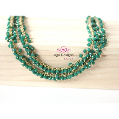 Chain Emerald green rondelles clusters 2- 3mm, Gold Plated