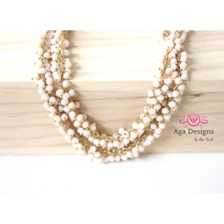 Chain BLUSH color rondelles clusters 2- 3mm, Gold Plated