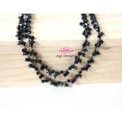 Chain BLACK SPINEL rondelles clusters 2- 3mm, Gold Plated