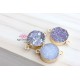 Druzy connector in gold frame lavender color