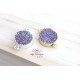 Druzy connector in gold frame lavender color