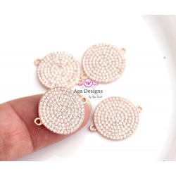 PAVE connector in rose gold color