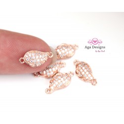 PAVE leaf connector in rose gold color