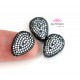 Egg Beads, CZ Pave Beads, 16x11mm, Cubic Zirconia Pave Bead, Oval Beads with Clear CZ Pave