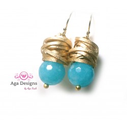 Molly Aqua earrings with texture wire