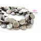 Center drilled coin shape Grey/Green fresh water pearls 19mm