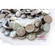 Center drilled coin shape Grey/Green fresh water pearls 19mm