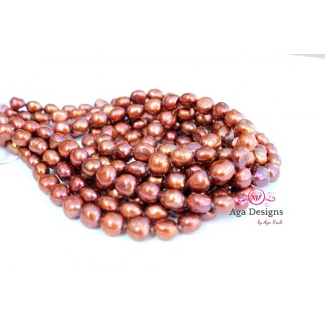 Center drilled oval shape Chocolate fresh water pearls 5x6mm