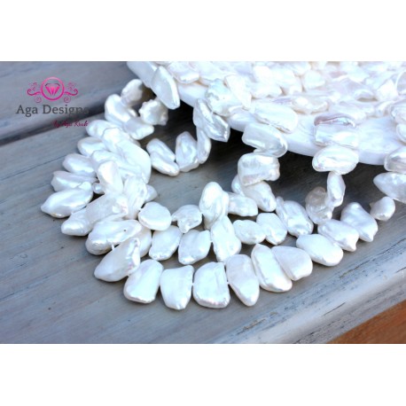 Center drilled stick shape white fresh water pearls 10x15mm