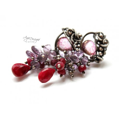 Ruby and Mystic Quartz Earrings