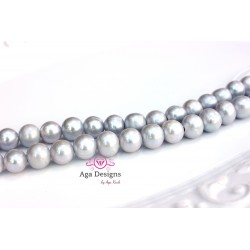 Round 2mm hole fresh water pearls SILVER color