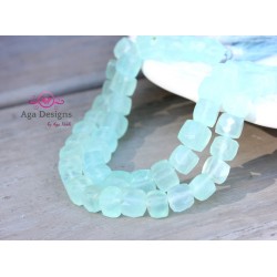 Mint chalcedony stone cube shape 7 mm