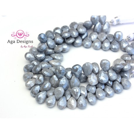 Grey Moonstone briolettes NEW COLOR 8x11mm