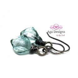 Aqua Quartz stones in sterling silver wrap