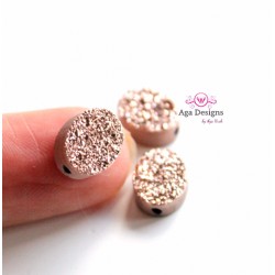 Oval Druzy Stones with Hole rose gold