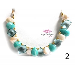 Porto Necklace 1 - Mint Quartz, Russian Amazonite and Light pink Chalcedony