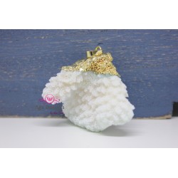 White Coral Pendant with gold bail 1