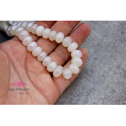 AA Smooth White Chalcedony rondelles round smooth 7mm x 10mm