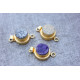 Gold Vermail Clasp with druzy purple 12x20mm -rose shape